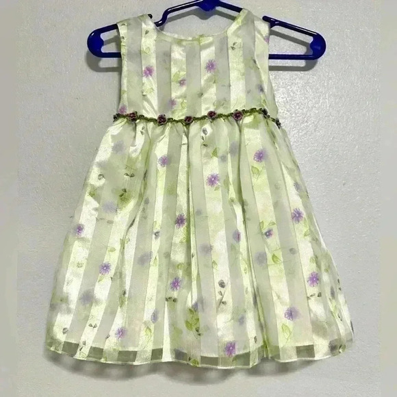 64. George Light Green Floral Flora Dress Flowers Size 12m - Picture 1 of 6